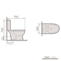 YS22210S Reka bentuk retro tandas seramik 2 keping, tandas basuh perangkap P berganding rapat;