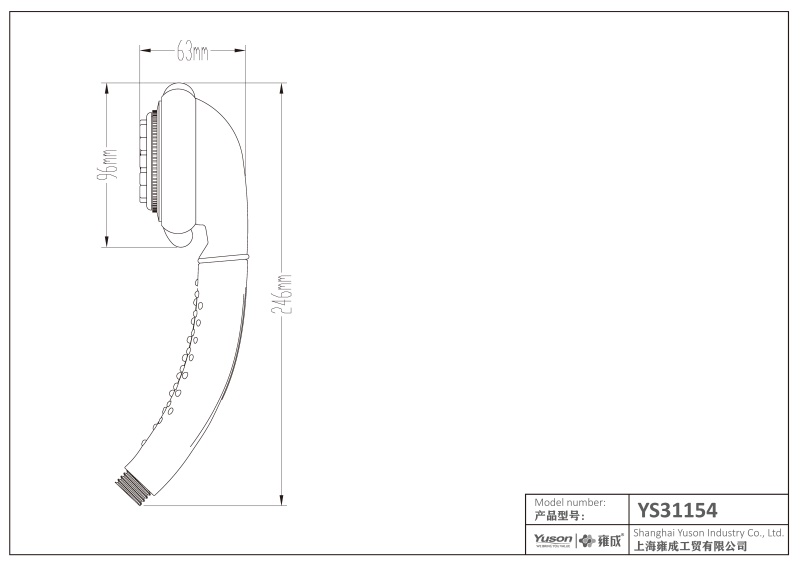 Pancuran air tangan ABS YS31154, pancuran mandian mudah alih