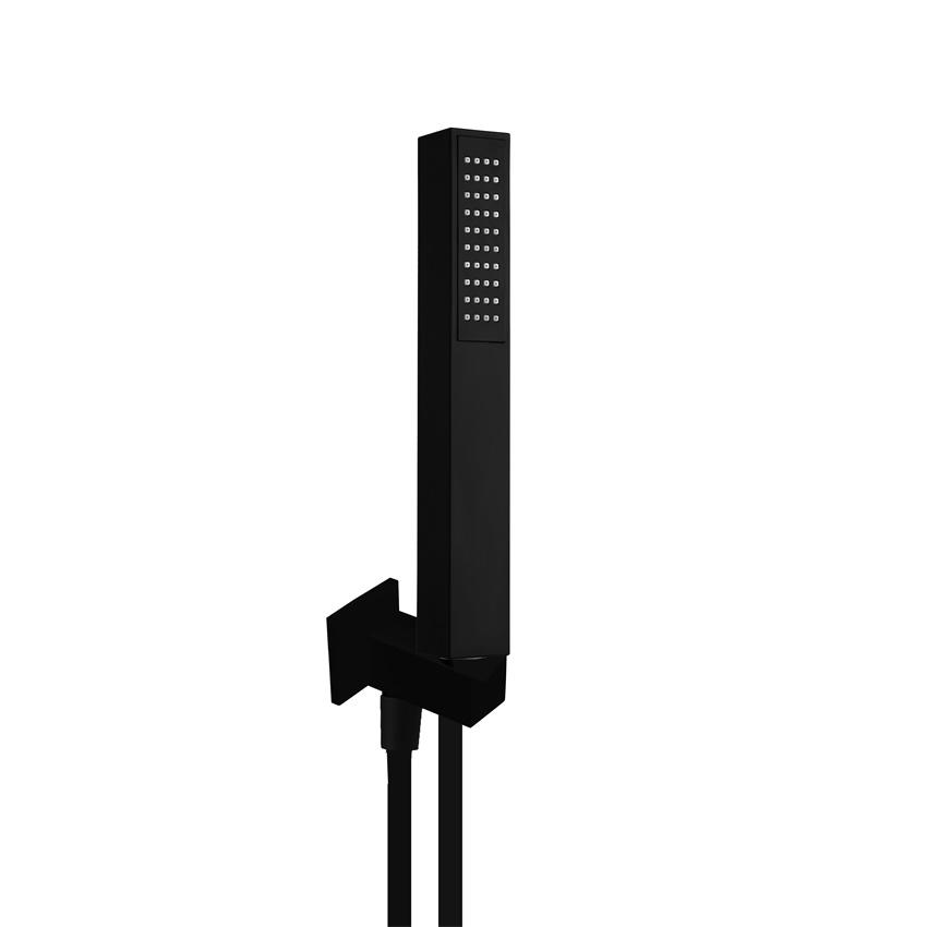 YS31252MB-K2 Square Matt kit pancuran mandian ABS hitam, dengan pemegang dinding dan hos pancuran mandian;