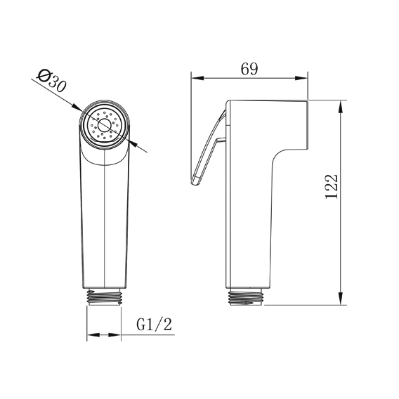 YS36075 ABS shataff, penyembur bidet, penyembur bilas