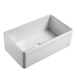 YS27410-76B Sinki dapur seramik, sinki bawah lekapan mangkuk tunggal seramik putih;