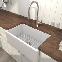 YS27410-84B Sinki dapur seramik, mangkuk tunggal seramik putih sinki bawah lekap;