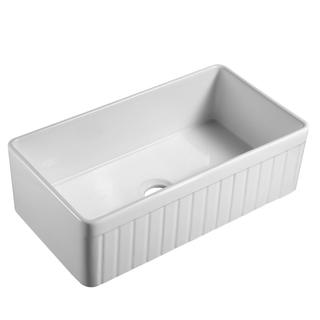 YS27410-84B Sinki dapur seramik, mangkuk tunggal seramik putih sinki bawah lekap;