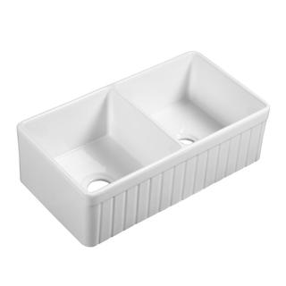 YS27410-84D Sinki dapur seramik, sinki bawah lekapan mangkuk seramik putih;