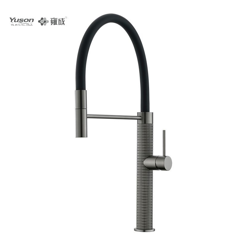 3376-51 Faucet Loyang tunggal pengadun sink dapur yang dipasang di dek dengan penyembur