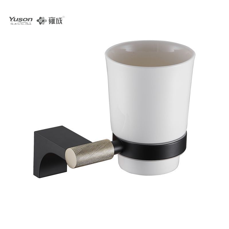 12484 Aksesori Bilik Mandi Anggun, Pemegang Tumbler, dengan Cawan Kaca Frosted/Baja, Pemegang Tumbler Zink/Loyang/SUS, dipasang di dinding(Siri 12400)
