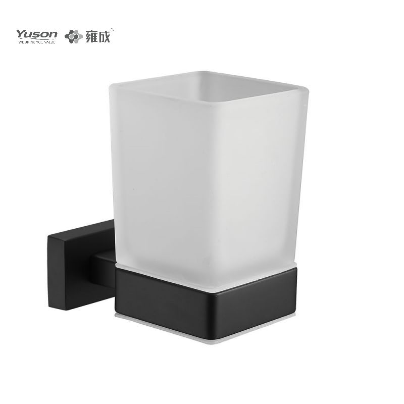13484 Aksesori Bilik Mandi Anggun, Pemegang Tumbler, dengan Cawan Kaca Frosted/Baja, Pemegang Tumbler Zink/Loyang/SUS, dipasang di dinding(Siri 13400)